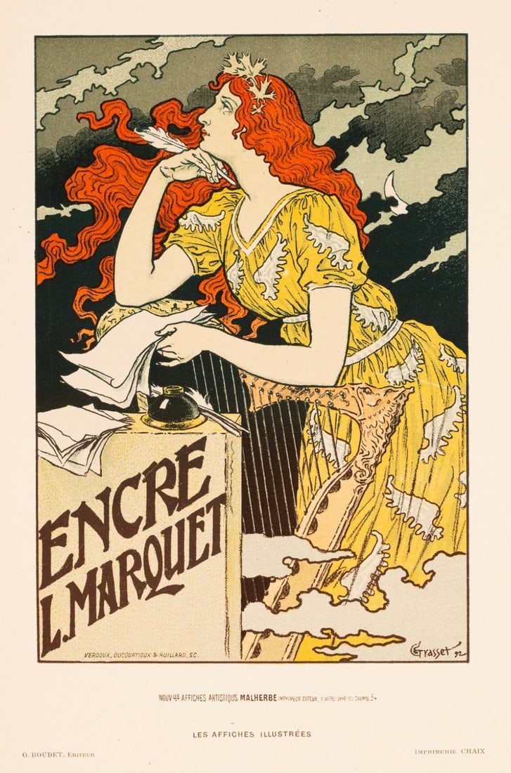 Original 1896 Lithograph Illustr Chaix Marquet Encre Grasset Les: Original 1896 Lithograph Illustr Chaix Marquet Encre Grasset Les Item Specifics: Artist: Eugene Grasset Unit Of Sale: Single Piece Size: Small Date Of Creation: 1897 Title: Affiches Illustrees Materia
