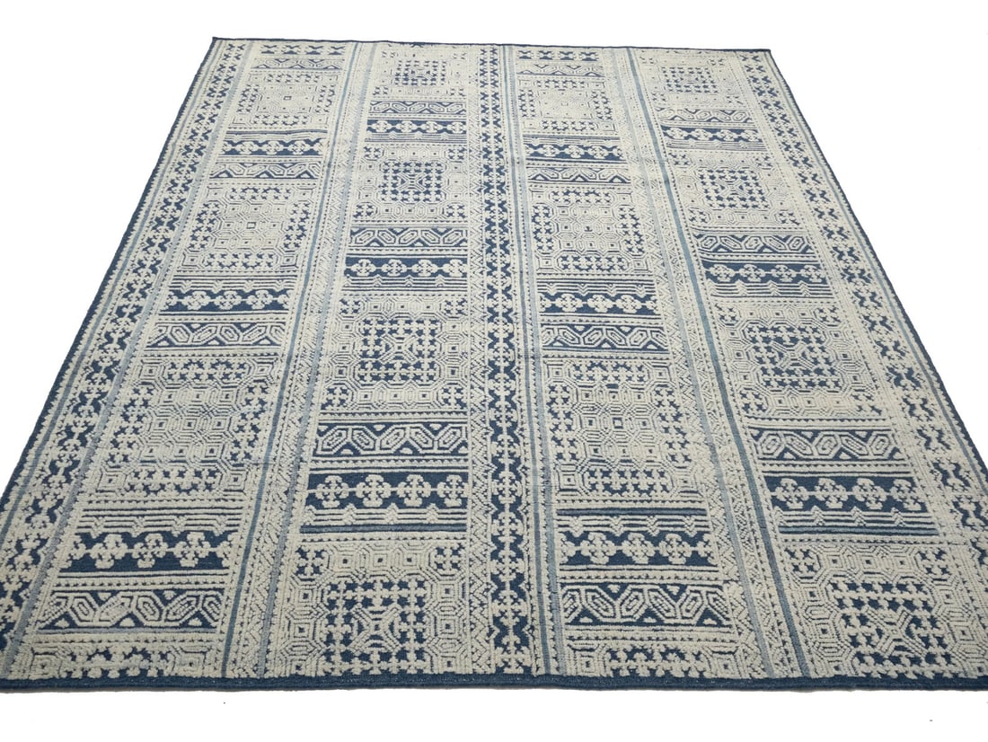 8X10 Large Modern Geometric Oriental Rug Cream High-Low Relief Design Carpet Hand-Knotted: 8X10 Large Modern Geometric Oriental Rug Cream High-Low Relief Design Carpet Hand-Knotted Hand-Knotted Modern Geometric Oriental Rug. This 8'2 x 9'11 cream-colored, high-low relief geometric design ca