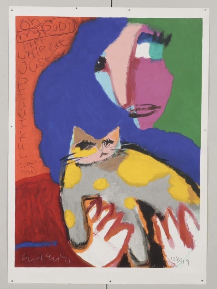 Michael Leu Her Little Cat 1991 Signed Large Serigraph 128/ 319 Cat Woman: Michael Leu Her Little Cat 1991 Signed Large Serigraph 128/ 319 Cat Woman Item Specifics: Artist: Michael Leu Unit Of Sale: Single Piece Signed By: Michael Leu Image Orientation: Portrait Size: Large 