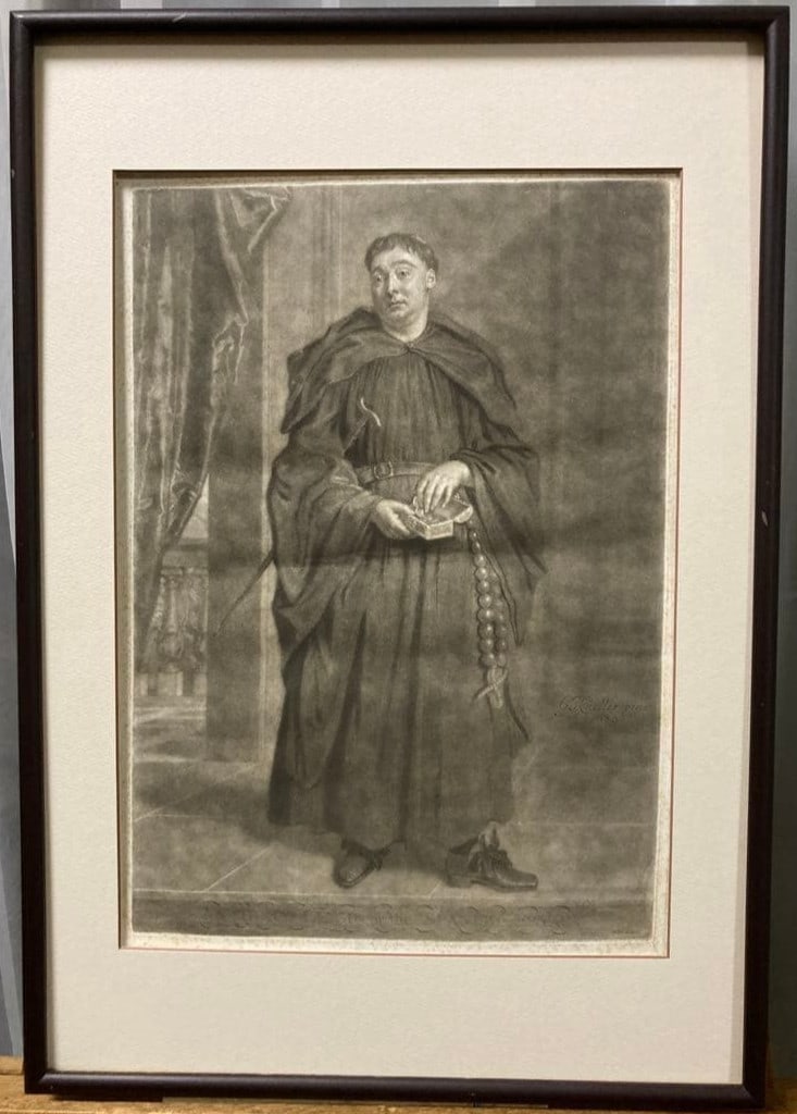 John Smith after Kneller Anthony Leigh Spanish Friar Mezzotint 1811 Framed (1 of 9)