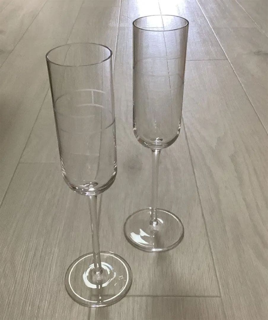 Hermes Rhythm Series Champagne Glasses Crystal Pair Set of 2 Clear France (1 of 3)