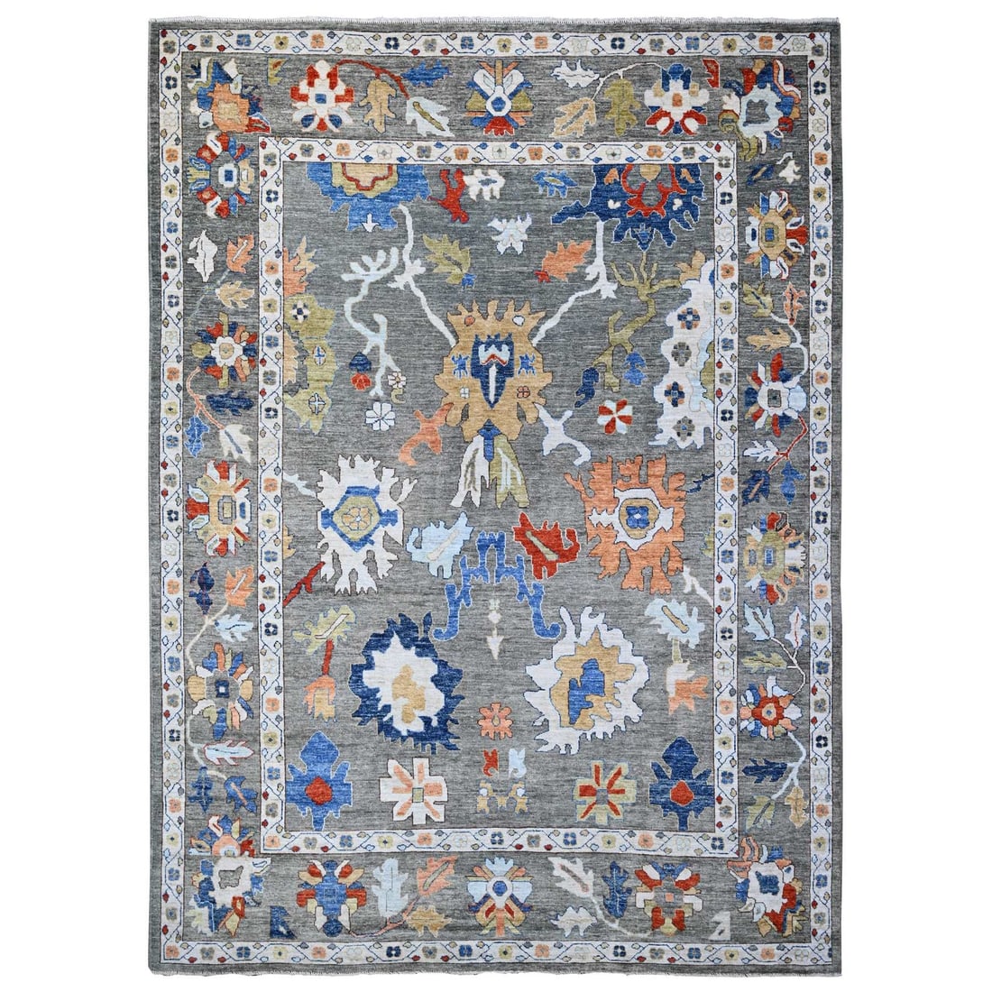 9'9"x13'4" Vintage Gray Vegetable Dyes Angora Oushak Oriental Rug (1 of 12)