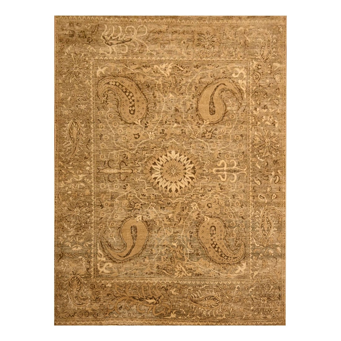 8'9"x11'10" Brown Tone on Tone Suzani Design Hand Knotted 100% Wool Rug (1 of 11)