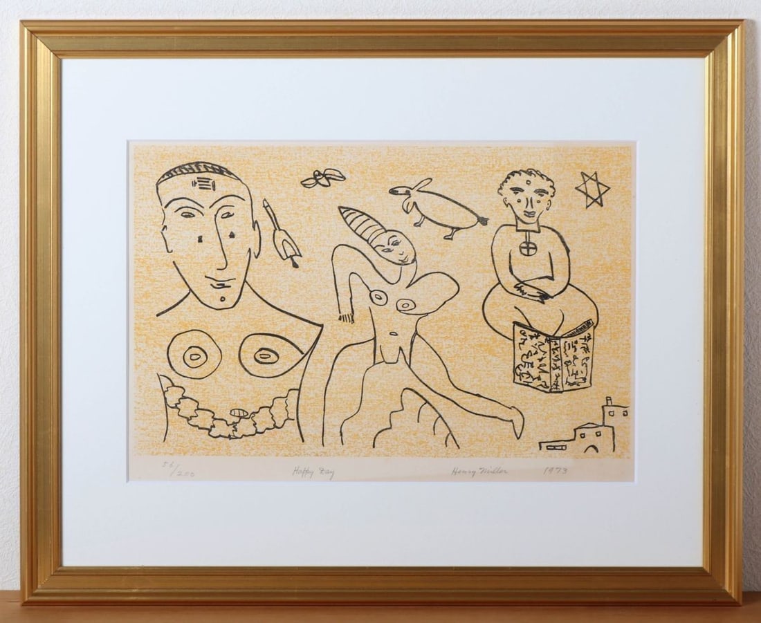 Henry Miller Happy Day Lithograph 1973 Signed ED 56/ 200 Framed Authentic Print (1 of 8)