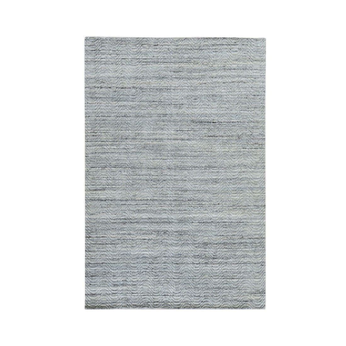 6'x9' Cloud Gray Variegated Textured Design Modern Hand Loomed Wool Rug: 6'x9' Cloud Gray Variegated Textured Design Modern Hand Loomed Wool Rug The Cloud Gray Variegated Textured Design Modern Hand Loomed Wool Rug boasts a striking rectangular field with a subtle gray col
