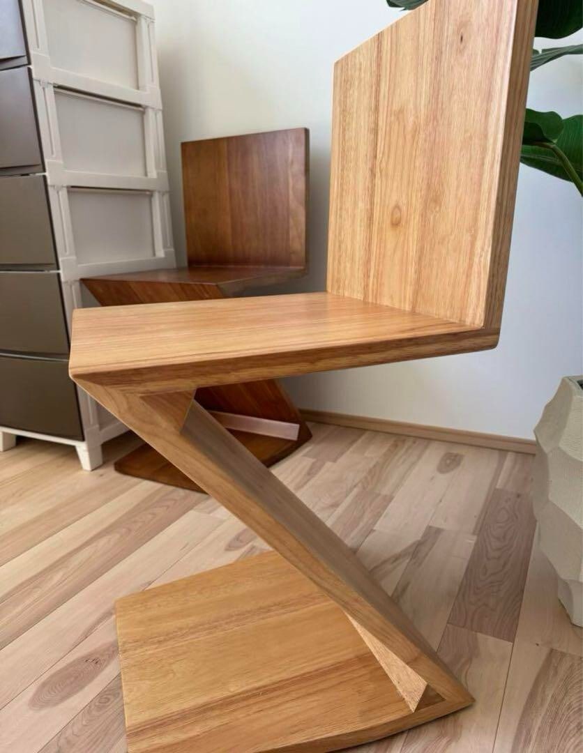 Zigzag Chair by Thomas Rietveld natural reproduction size 12.6 x 29.9 inches: Zigzag Chair by Thomas Rietveld natural reproduction size 12.6 x 29.9 inches Item Specifics: Number Of Items In Set: 1 Wood Tone: Light Wood Assembly Status: Fully Assembled Color: Multicolor Indoor/O