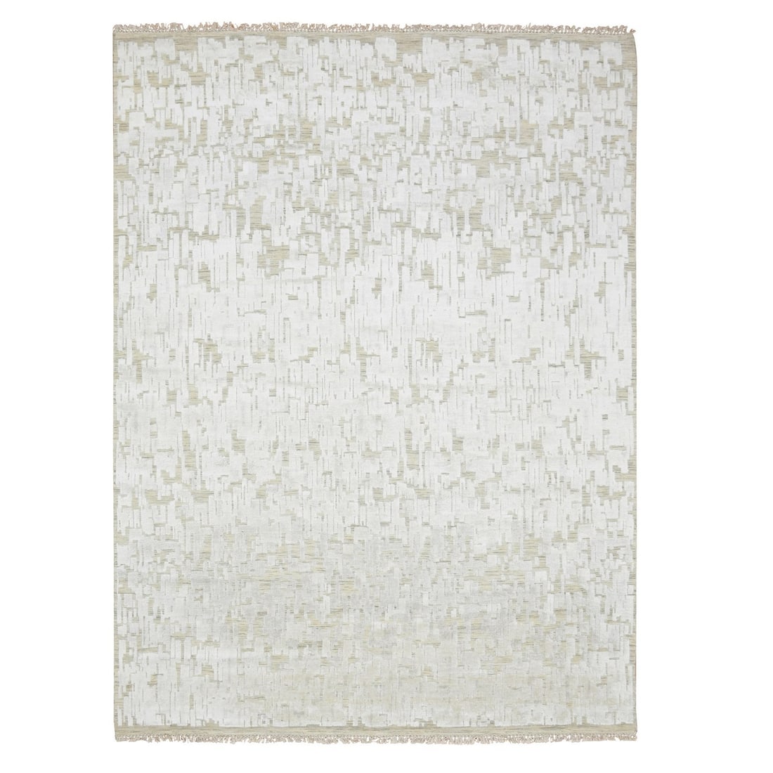 Hand Knotted Rug 9'x12'2" Ivory Pure Silk Tone on Tone Modern Oriental (1 of 11)