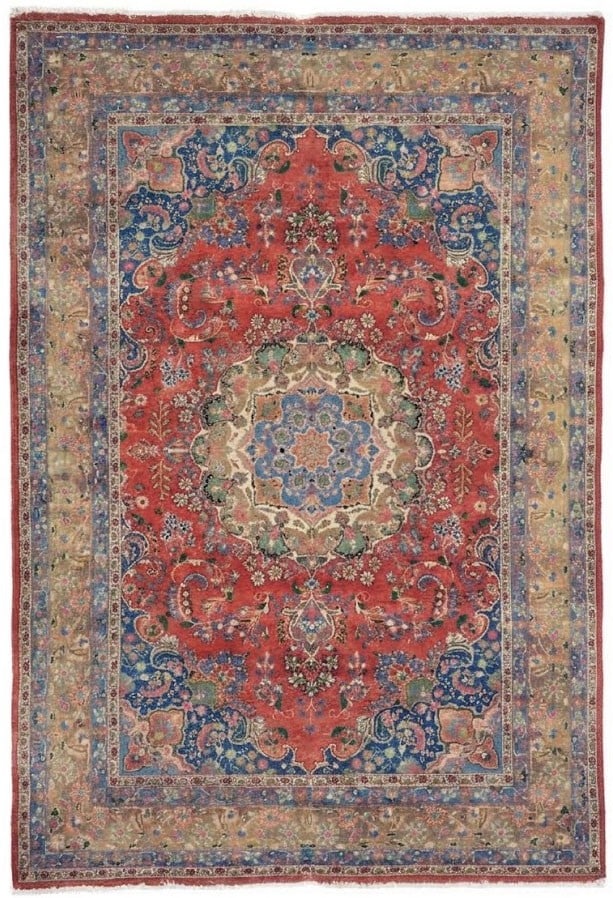 6'5X9'8 Ft Vintage Muted Distressed Antique Handmade Floral Oriental Rug Carpet Hand-Knotted: 6'5X9'8 Ft Vintage Muted Distressed Antique Handmade Floral Oriental Rug Carpet Hand-Knotted The 6'5 x 9'8 ft vintage floral oriental rug is a stunning piece of handmade craftsmanship, boasting a rich