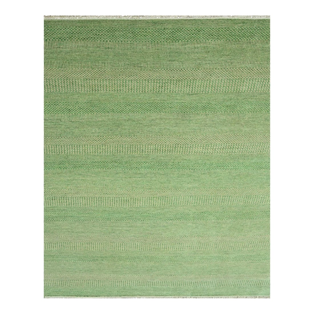 8'1"x10'3" Green Modern Grass Design Hand Knotted Wool-Silk Oriental Rug (1 of 11)