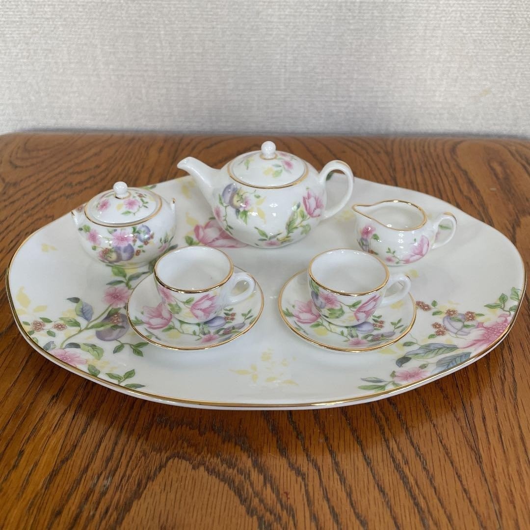 Wedgwood Sweet Plum Damask Miniature Tea Set 10th Anniversary Limited Set Rare (1 of 7)