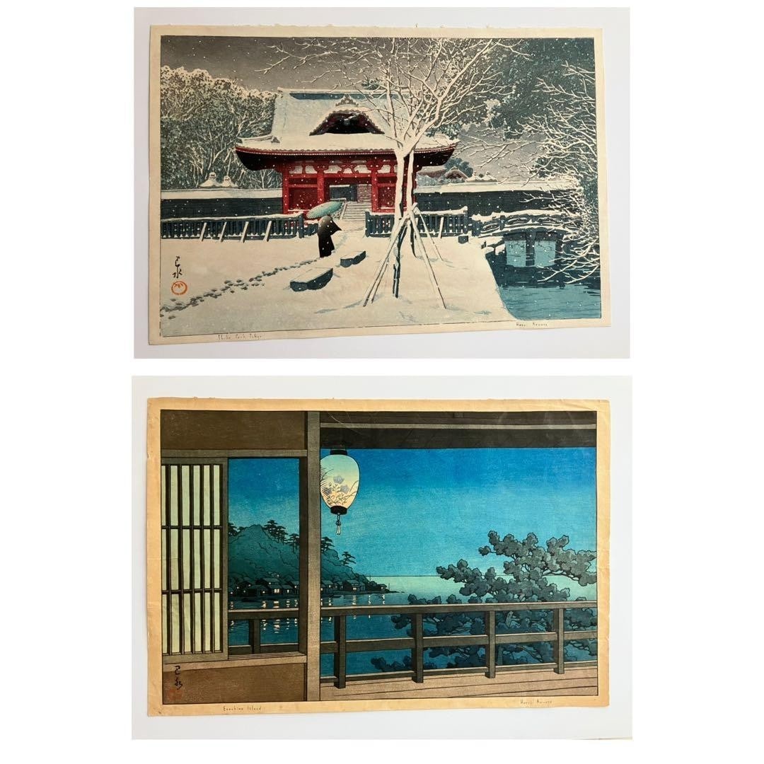 Kawase Hasui Woodblock Print Set 1952 Watanabe Zojoji Snow Enoshima: Kawase Hasui Woodblock Print Set 1952 Watanabe Zojoji Snow Enoshima Item Specifics: Brand: Kawase Hasui Primary Material: Paper Color: Multi-Color Country: Japan Original/Reproduction: Original Region