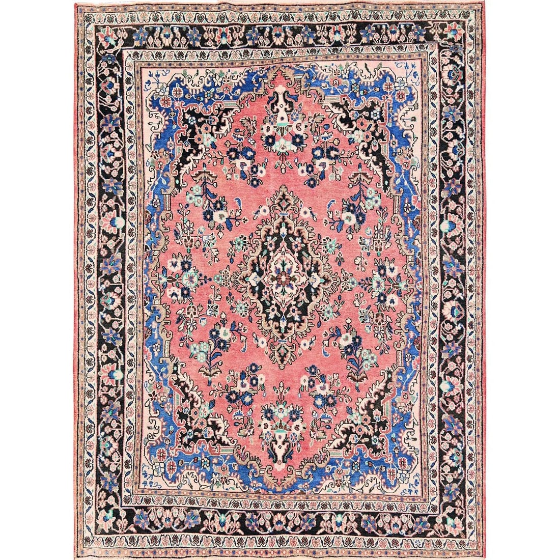 Rose Pink Vintage Zoroastrian Babikoodid Hand Knotted 100% Wool Rug (1 of 12)
