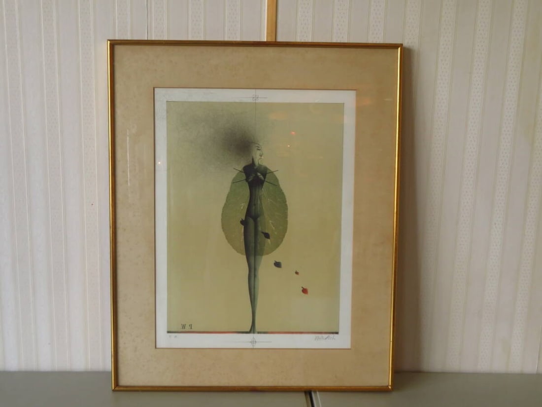 Authentic Lithograph Framed Paul Wunderlich Fallen Leaves Signed EA (1 of 10)
