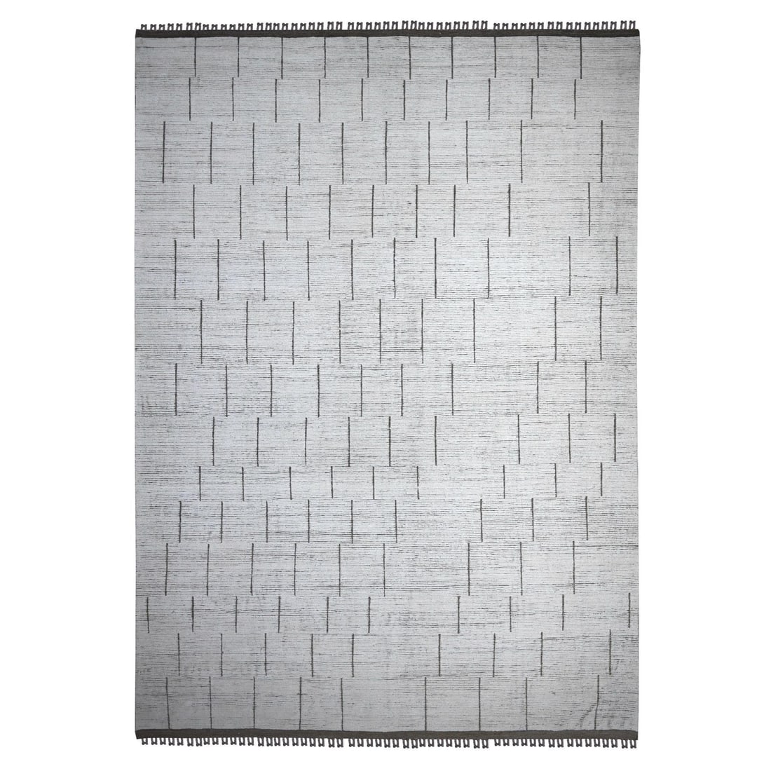 12'x16'2" Silky White Hand Knotted Moroccan Weave Geometric Oversized Rug: 12'x16'2" Silky White Hand Knotted Moroccan Weave Geometric Oversized Rug Silky white wool hand-knotted Moroccan weave geometric pattern adorns this oversized rectangular field rug, measuring 11'11" x