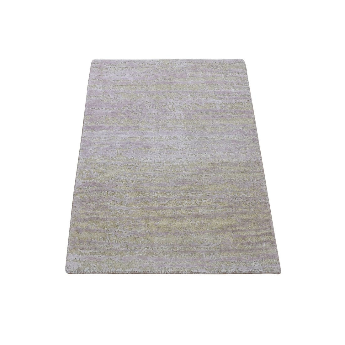 2'x3' Light Green Modern Design Pure Silk with Wool Hand Knotted Mat Rug (1 of 6)