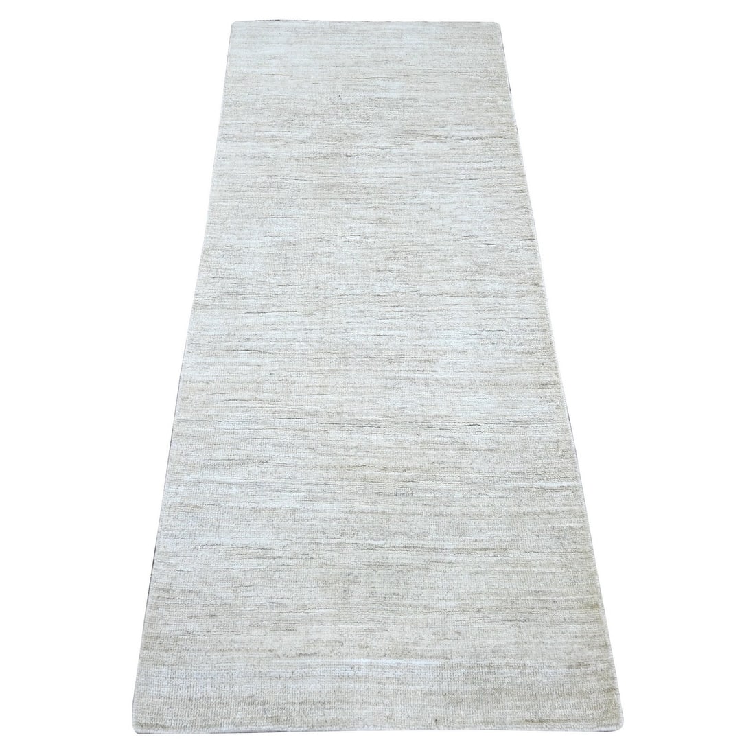 Hand Knotted Wool Ghazni Ivory Plain 2 5 10" Runner Rug (1 of 6)