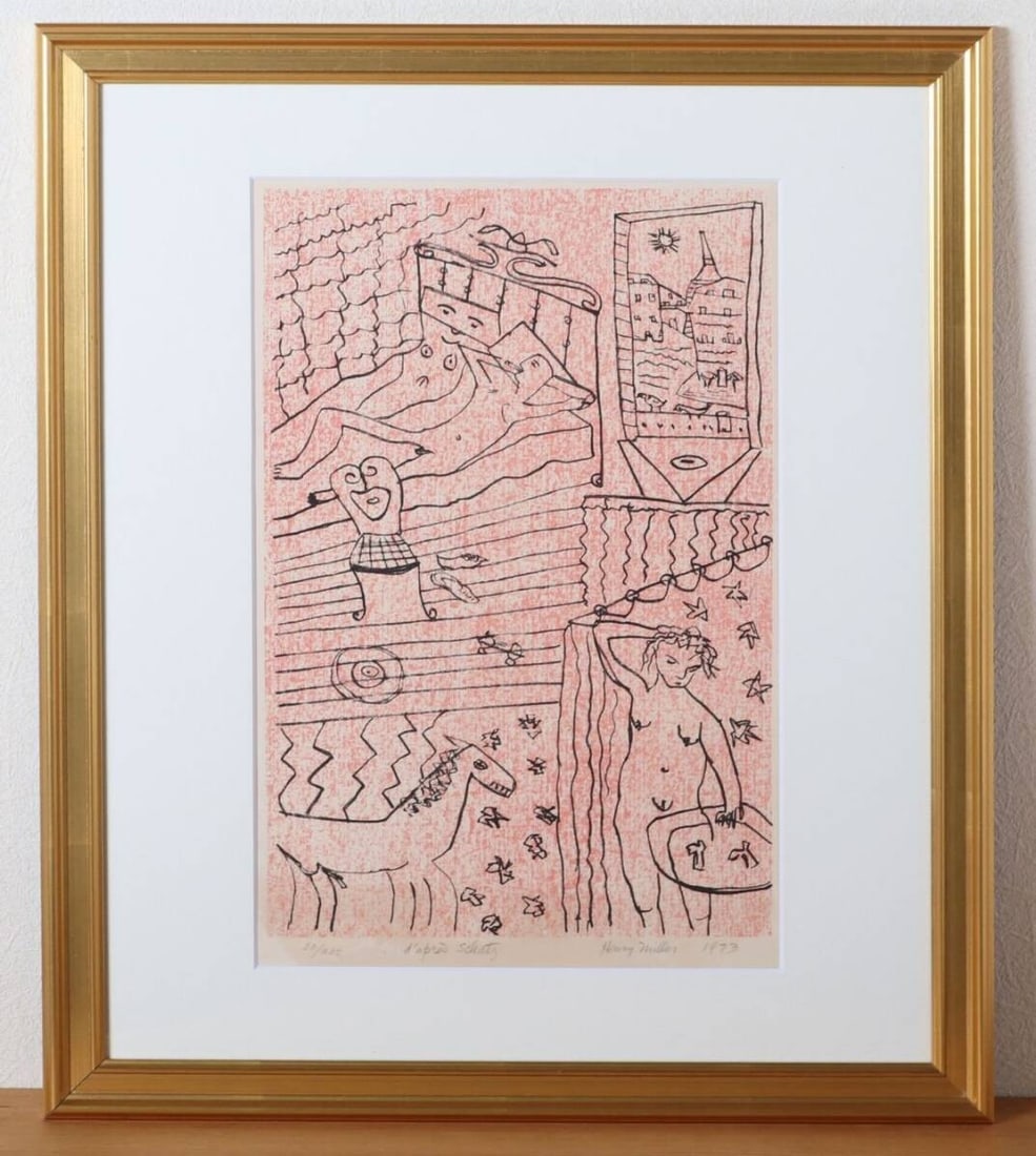 Henry Miller D'aprs Schatz Lithograph Signed ED 30/ 200 Framed Authentic Print (1 of 6)