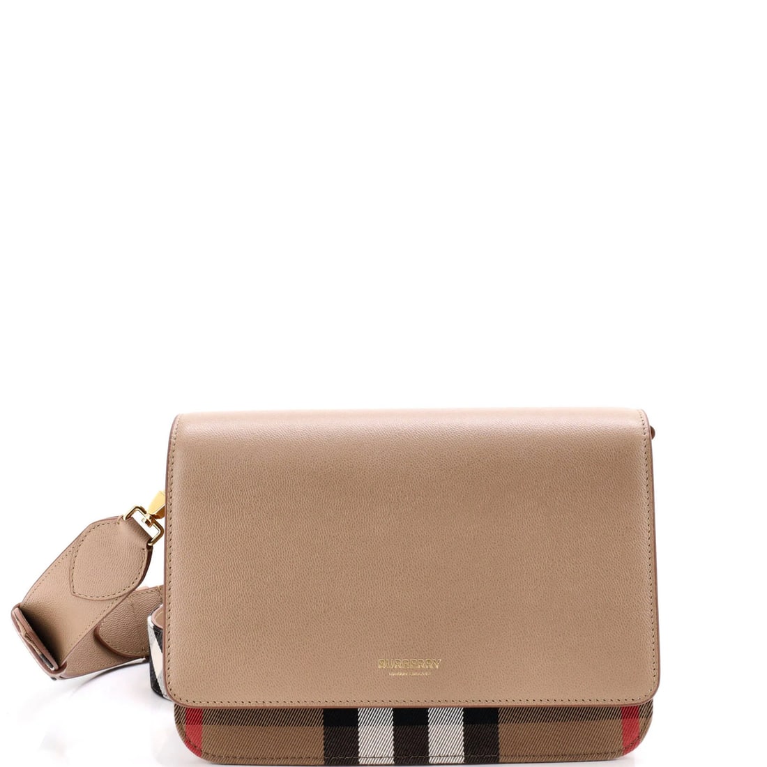 House Leather Check Bag Small Mackford Burberry Canvas: House Leather Check Bag Small Mackford Burberry Canvas Small Mackford Leather and House Check Canvas Bag from Burberry. This neutral-colored, small shoulder bag features a canvas-coated leather exteri
