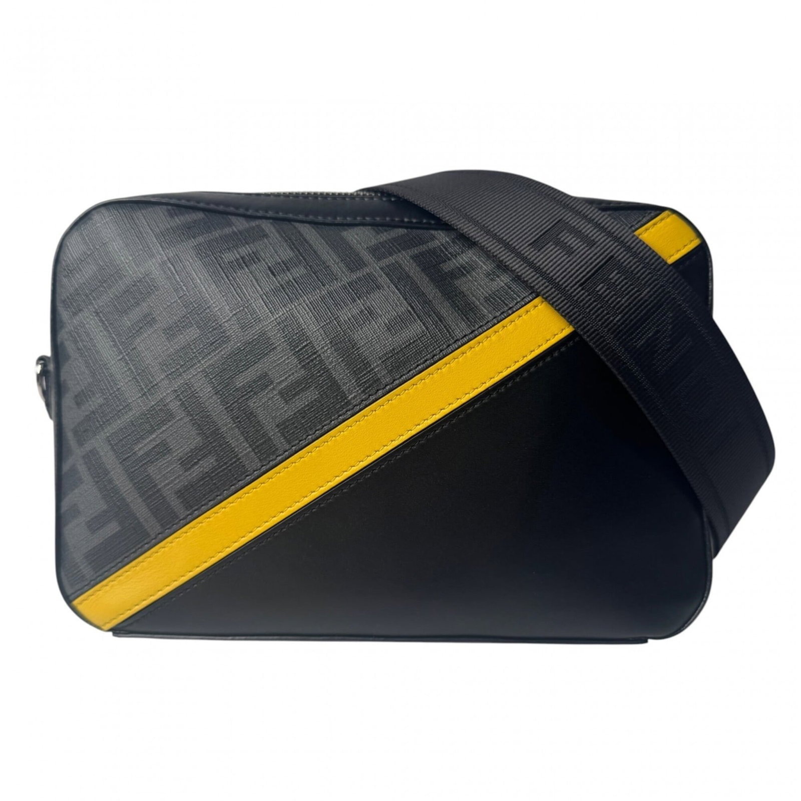 FENDI Shoulder Bag Leather Pvc: FENDI Shoulder Bag Leather Pvc Black, Gray, or Yellow Fendi Shoulder Bag Made from High-Quality Leather and PVC, this stylish bag features a sleek design with minor scratches or light marks present. T