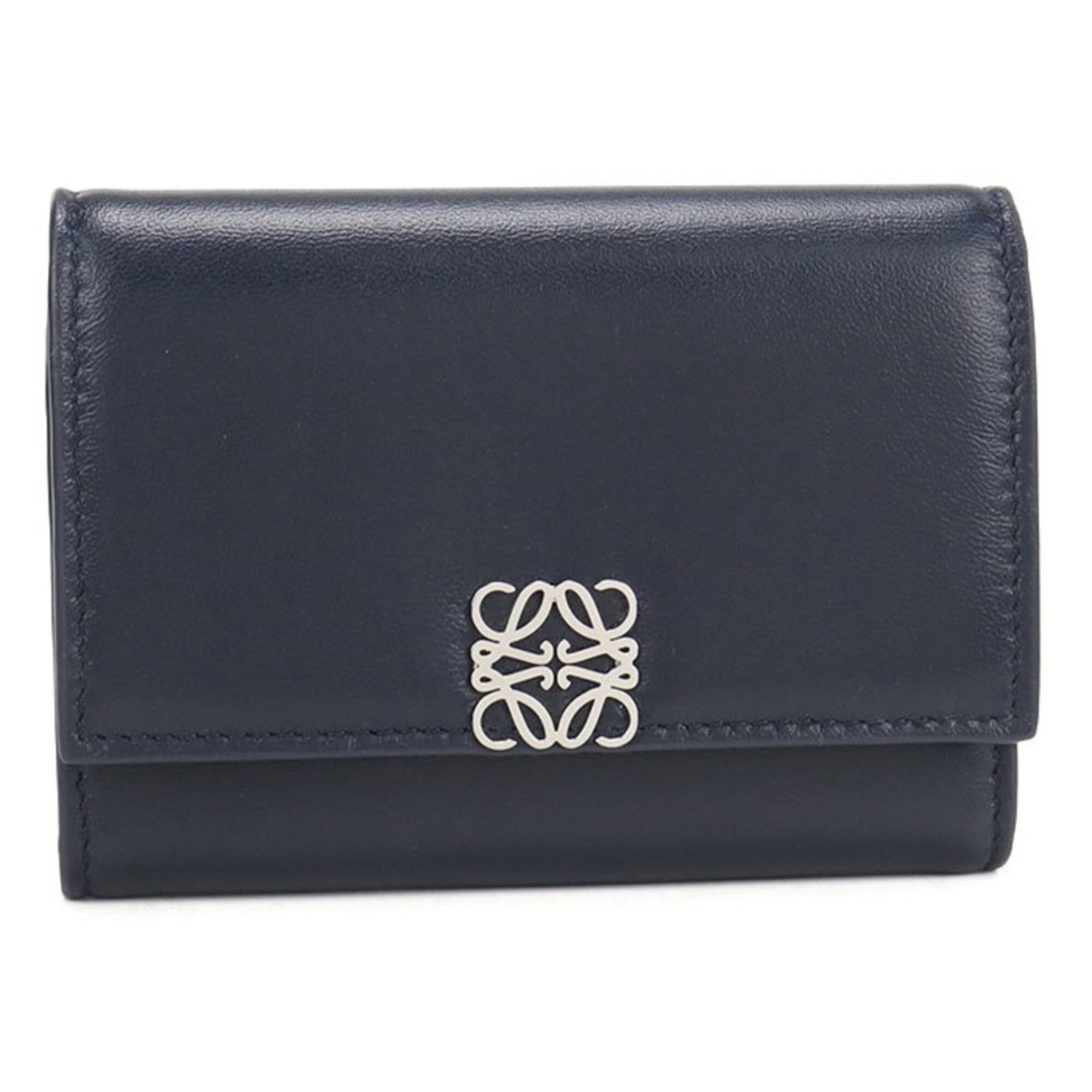 LOEWE Wallet (Tri-Fold) Navy: LOEWE Wallet (Tri-Fold) Navy Navy Tri-Fold Wallet from LOEWE, a stylish and functional accessory for everyday use. Made from high-quality materials, this wallet features a classic tri-fold design with