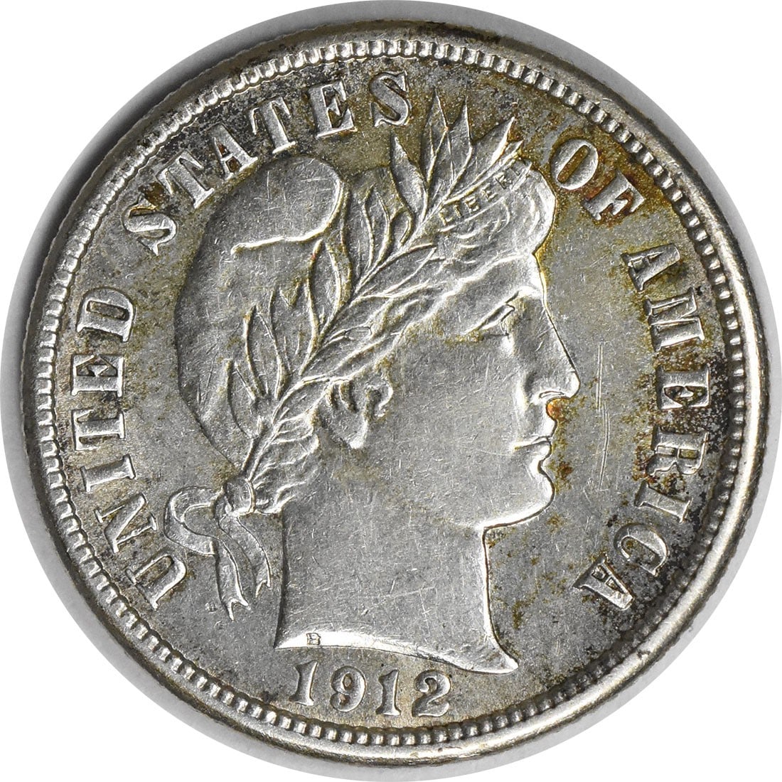 1912-S/S Barber Silver Dime RPM1 AU Slider Uncertified: 1912-S/S Barber Silver Dime RPM1 AU Slider Uncertified The 1912-S/S Barber Silver Dime features a unique combination of design and minting history, with its San Francisco mint mark and circulated cond