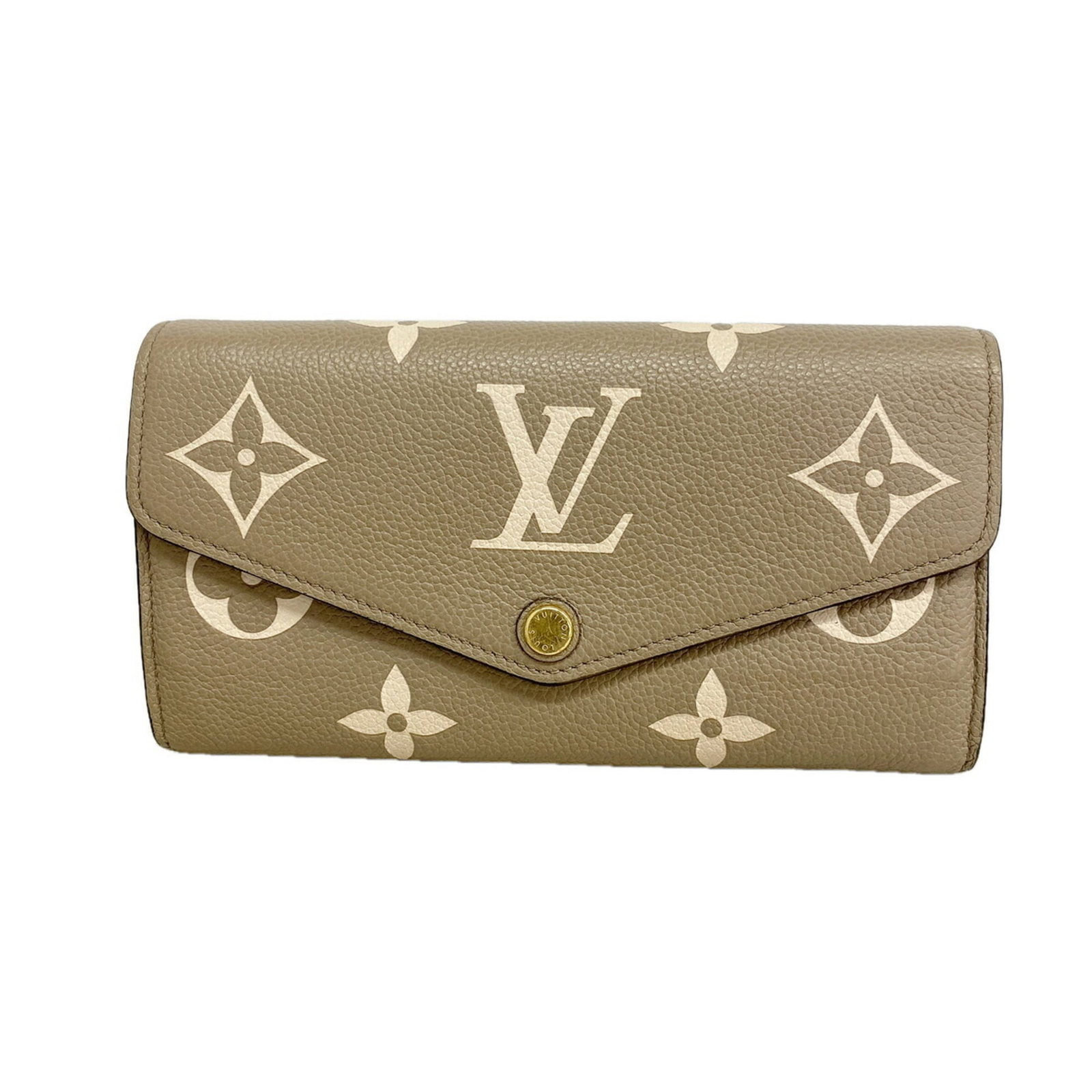 LOUIS VUITTON Long Wallet (Bi-Fold) Cream Tourterelle: LOUIS VUITTON Long Wallet (Bi-Fold) Cream Tourterelle Cream Tourterelle Long Wallet by Louis Vuitton features a classic bi-fold design with a rich, cream-colored exterior and signature LV monogram pat