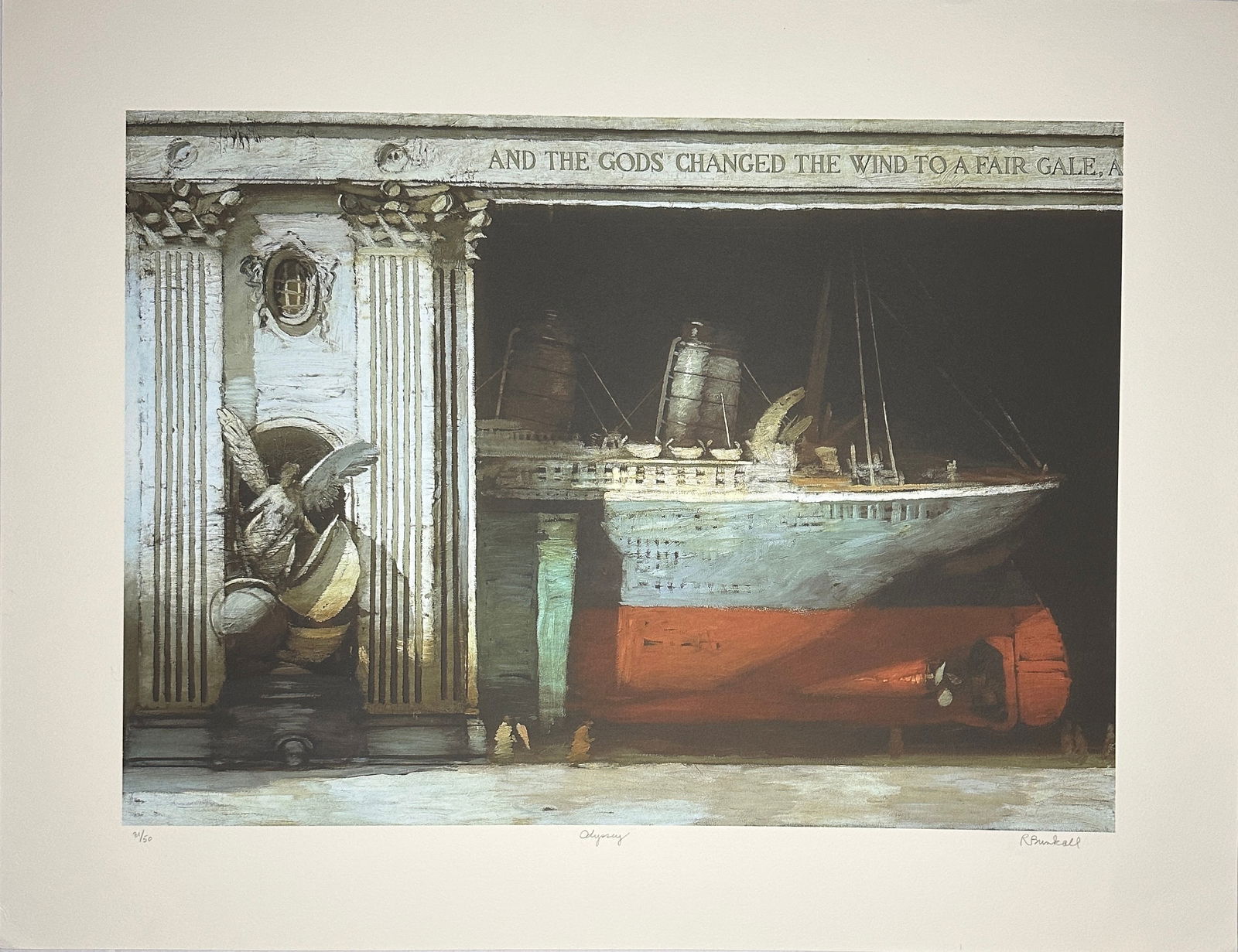 Odyssey - Richard Bunkall - Giclee on paper: Odyssey - Richard Bunkall - Giclee on paperSheet Measures 23” x 29.5”This work is signed and numbered to lower edge 31/50 R Bunkall