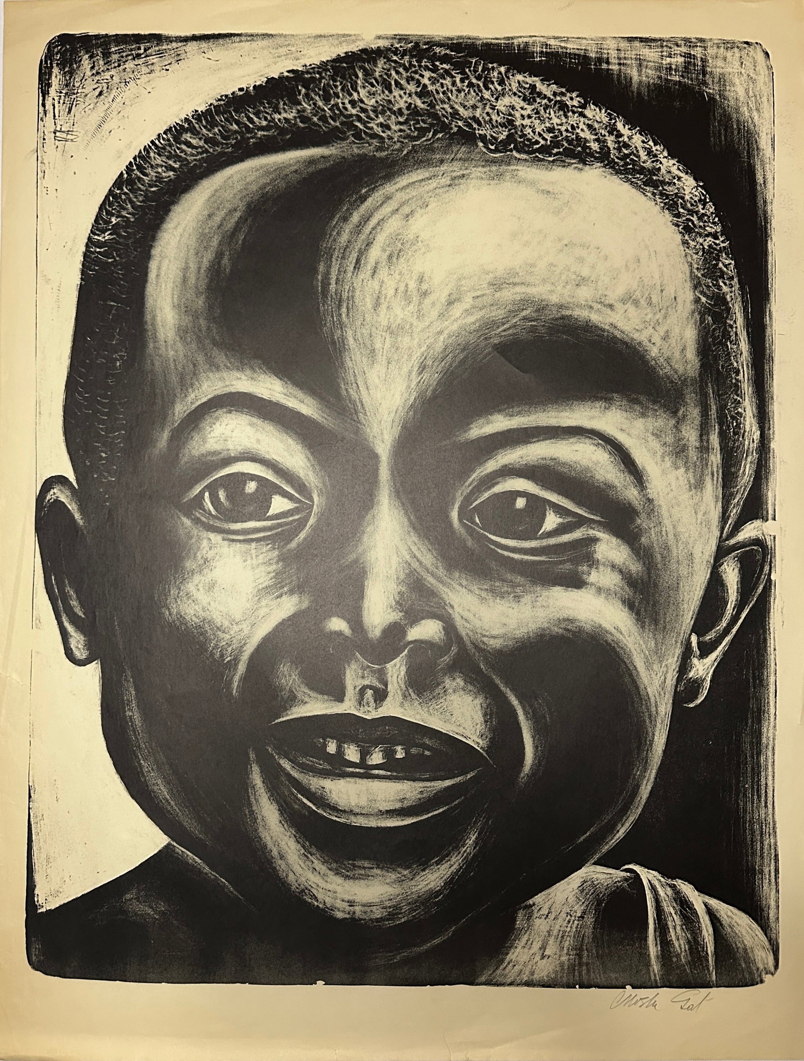 Moshe Gat - Child - Woodcut: Moshi Gat – Child – WoodcutSheet Measures 33.5” x 25.75”This work is signed to lower right Moshe Gat