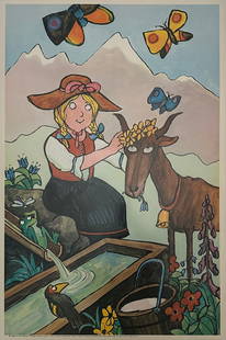 Tomi Ungerer – Heidi 1971: Tomi Ungerer – Heidi 1971Sheet Measures 38” x 25”Work is in good condition with minor wear and fleck of lower to upper right corner. Otherwise, work presents well.