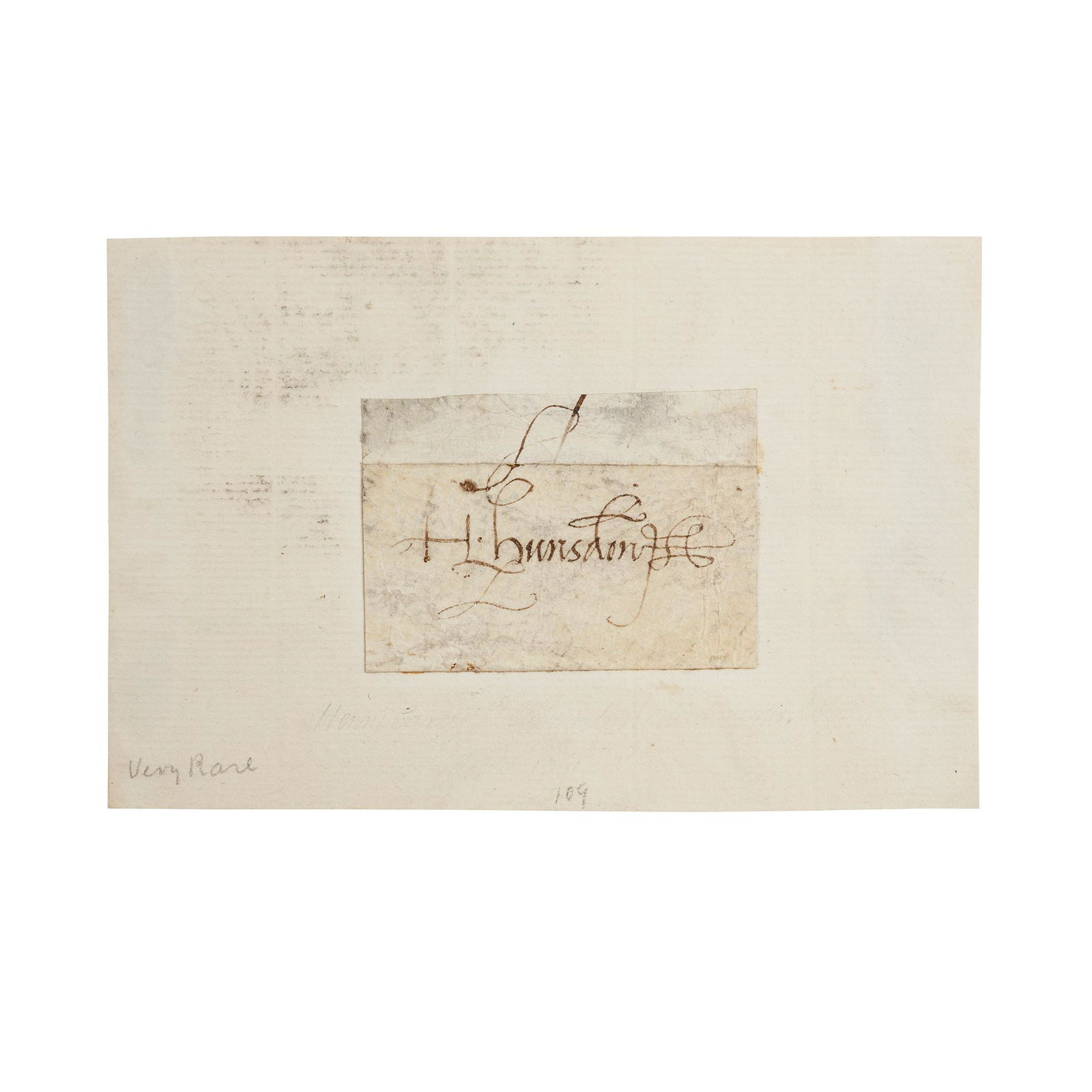 Carey, Henry, (1526-1596), 1st Baron Hunsdon English: Clipped signature, 44 x 62mm, on vellum strip that has been dissected and mounted on sheet of paper Note: Henry Carey was the son of Mary Boleyn , sister of Anne Boleyn , the second wife of King Henry