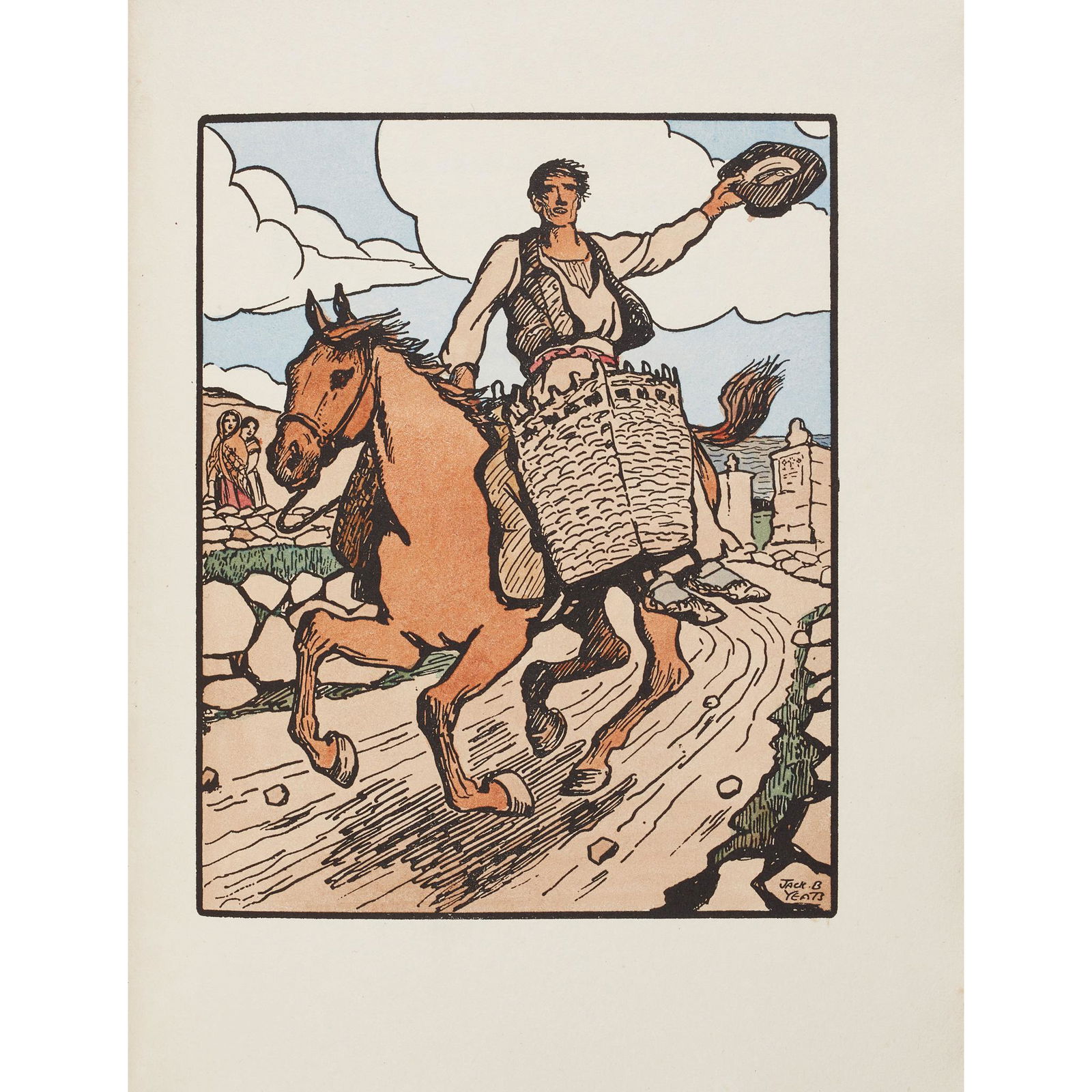 Synge, John Millington & Jack B. Yeats The Aran Islands: with Drawings by Jack B. Yeats. Dublin: Maunsel & Co., and London: Elkin Mathews, 1907. 4to, large paper edition, number 18 of 150 copies signed by Synge and Jack B. Yeats, 12 hand-coloured plates, or