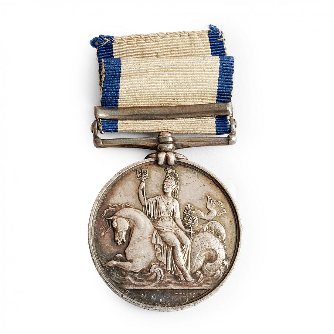 A Victorian Naval General Service medal: 1 bar, Lion 15 July 1793, James Ward, impressed