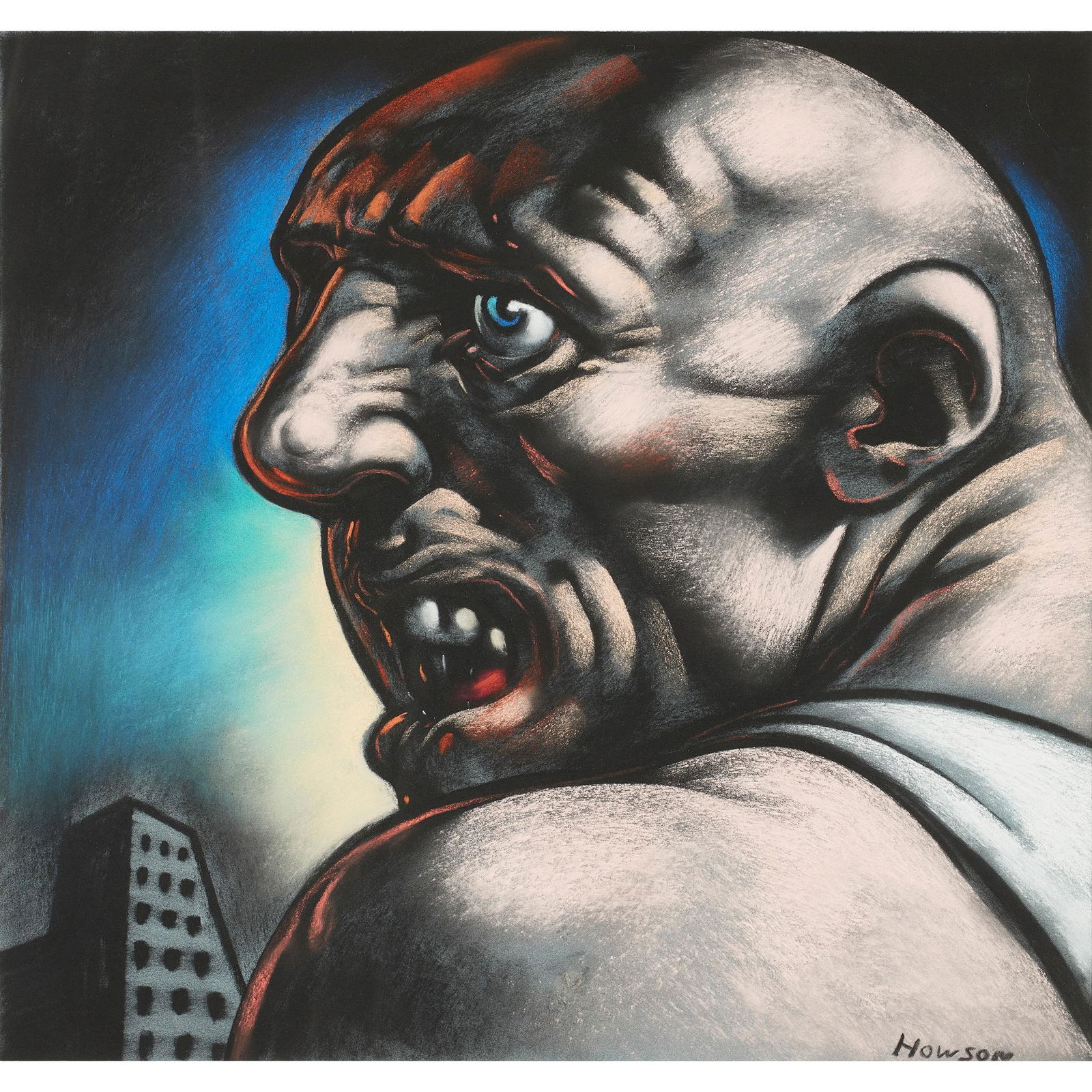 § PETER HOWSON O.B.E. (SCOTTISH B.1958) THE BOXER: Signed (lower right), pastel (Dimensions: 44cm x 46.5cm (17.25in x 18.25in))(44cm x 46.5cm (17.25in x 18.25in))