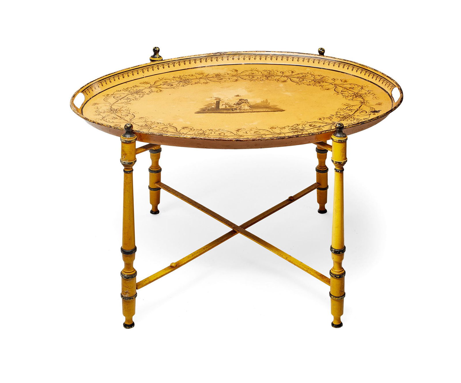 FRENCH YELLOW TOLEWARE TRAY TABLE   19TH CENTURY (1 of 2)