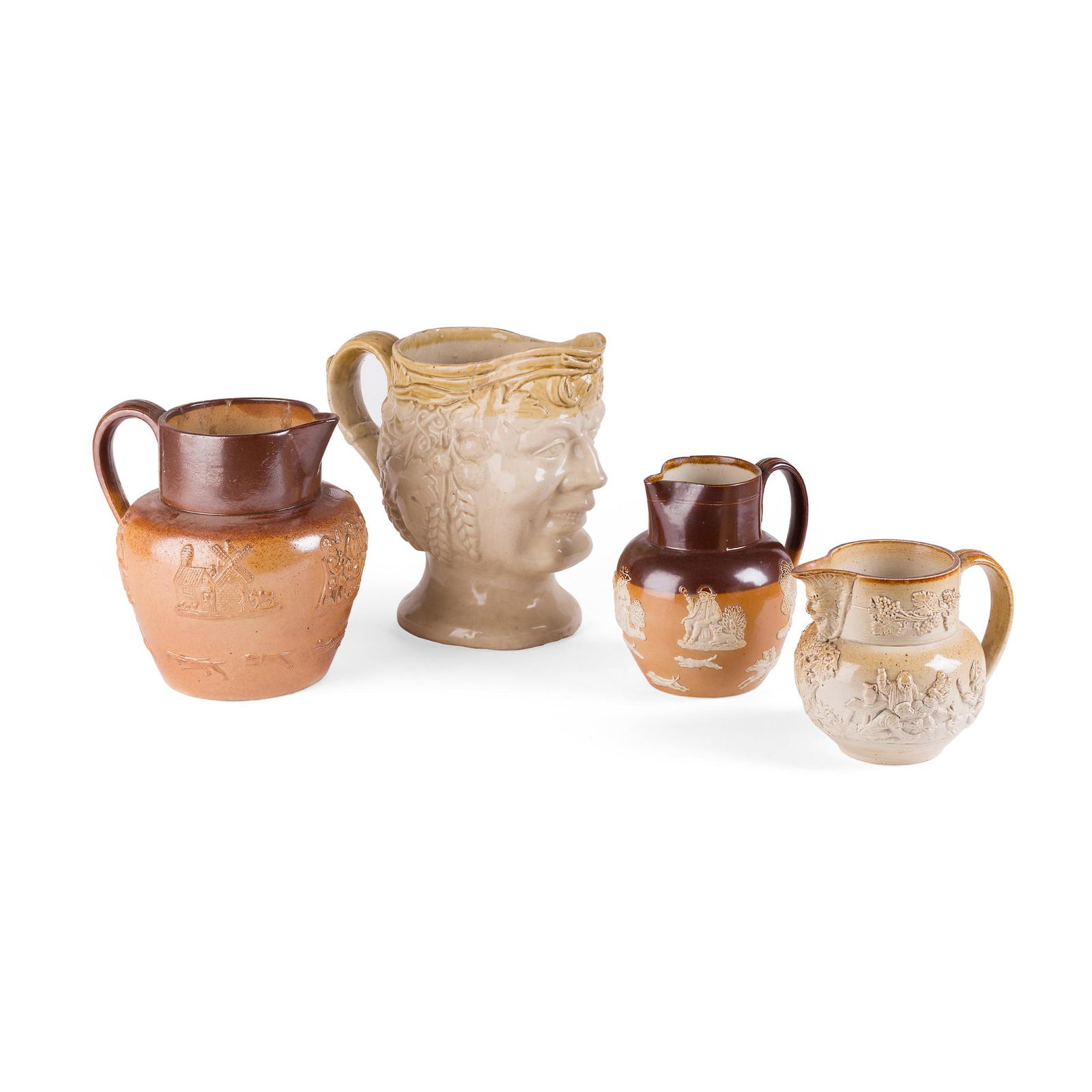 FOUR SALT GLAZED STONEWARE JUGS   19TH CENTURY (1 of 1)