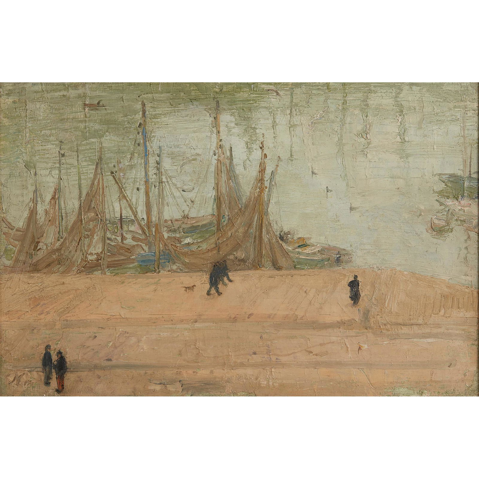 Â§ Sir William Nicholson (British 1872-1949) View of: Â§ Sir William Nicholson (British 1872-1949) View of the Harbour, La Rochelle, 1938 initialled (lower left), oil on canvas (29cm x 44cm (11.37in x 17.4in)) Footnote: Provenance: Rowland, Browse and