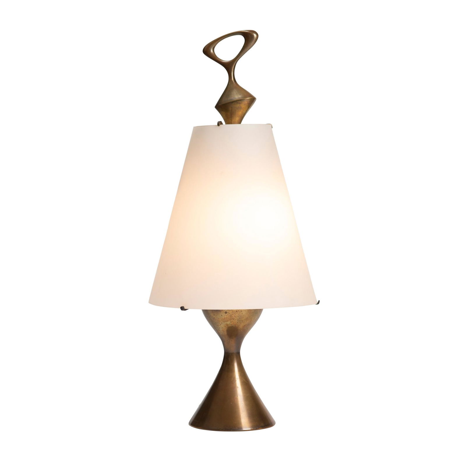 Max Ingrand (French 1908-1969) for Fontana Arte, Italy: Max Ingrand (French 1908-1969) for Fontana Arte, Italy Table Lamp, circa 1956 brass, glass and painted metal (67cm high (26.3in high)) Footnote: Literature: Franco Deboni, Fontana Arte: Gio Ponti, Pie