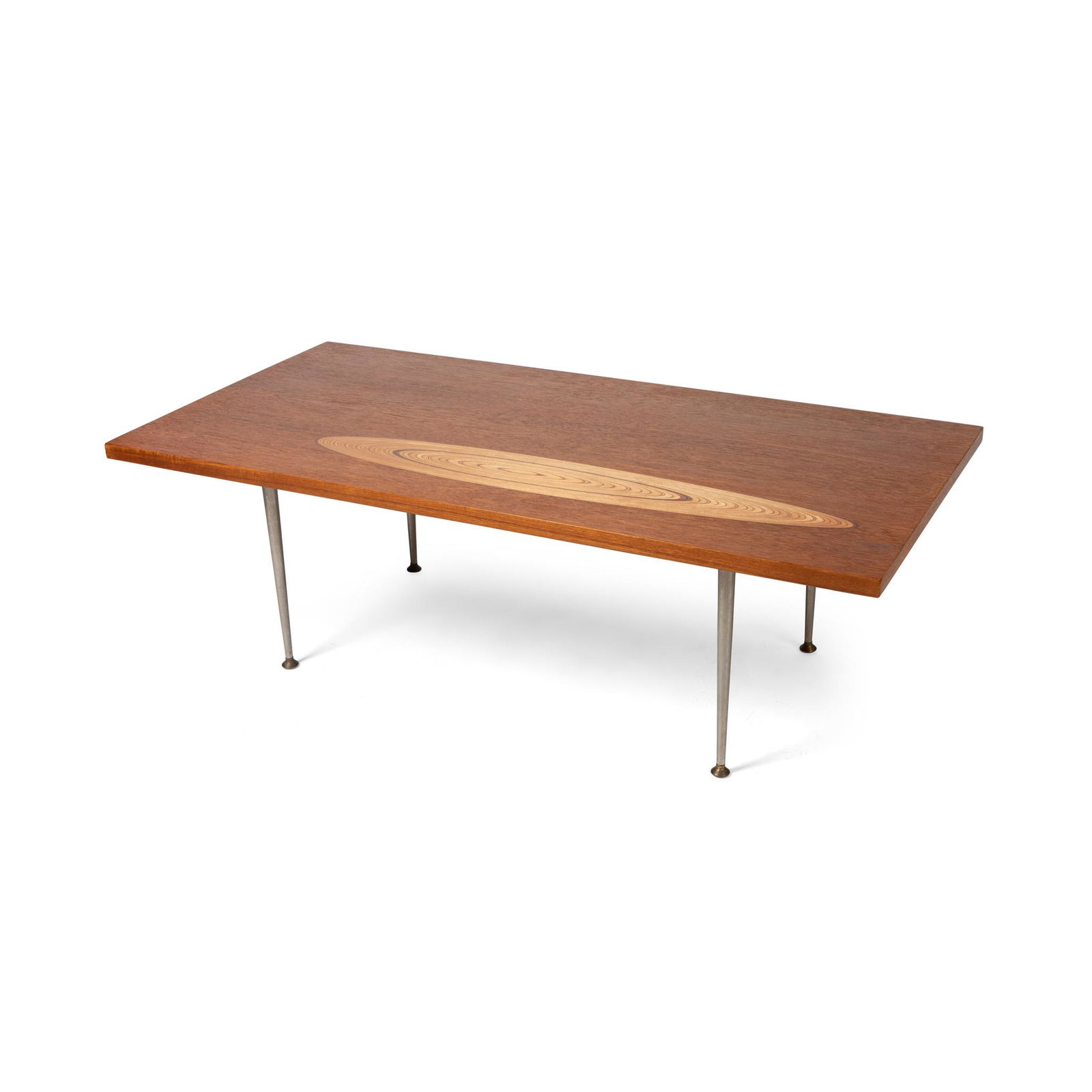 Tapio Wirkkala (Finnish 1915-1985) for Asko Coffee: Tapio Wirkkala (Finnish 1915-1985) for Asko Coffee Table, 1950s model no. 9012, laminated birch, padouk, hazel wood, nikel plated brass, branded 'TAPIO WIRKKALA / ASKO / MADE IN FINLAND' (40cm high, 1