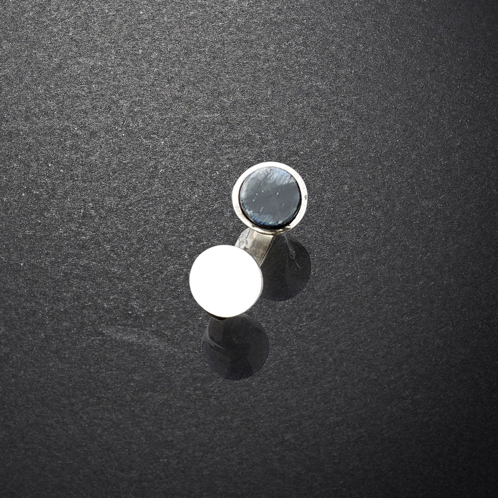 Bent Gabrielsen (Danish 1928-) for Georg Jensen Ring: Bent Gabrielsen (Danish 1928-) for Georg Jensen Ring silver and labradorite, model 173, stamped '925 S / Denmark', with two circular terminals, one set with labradorite (Ring size: QR)