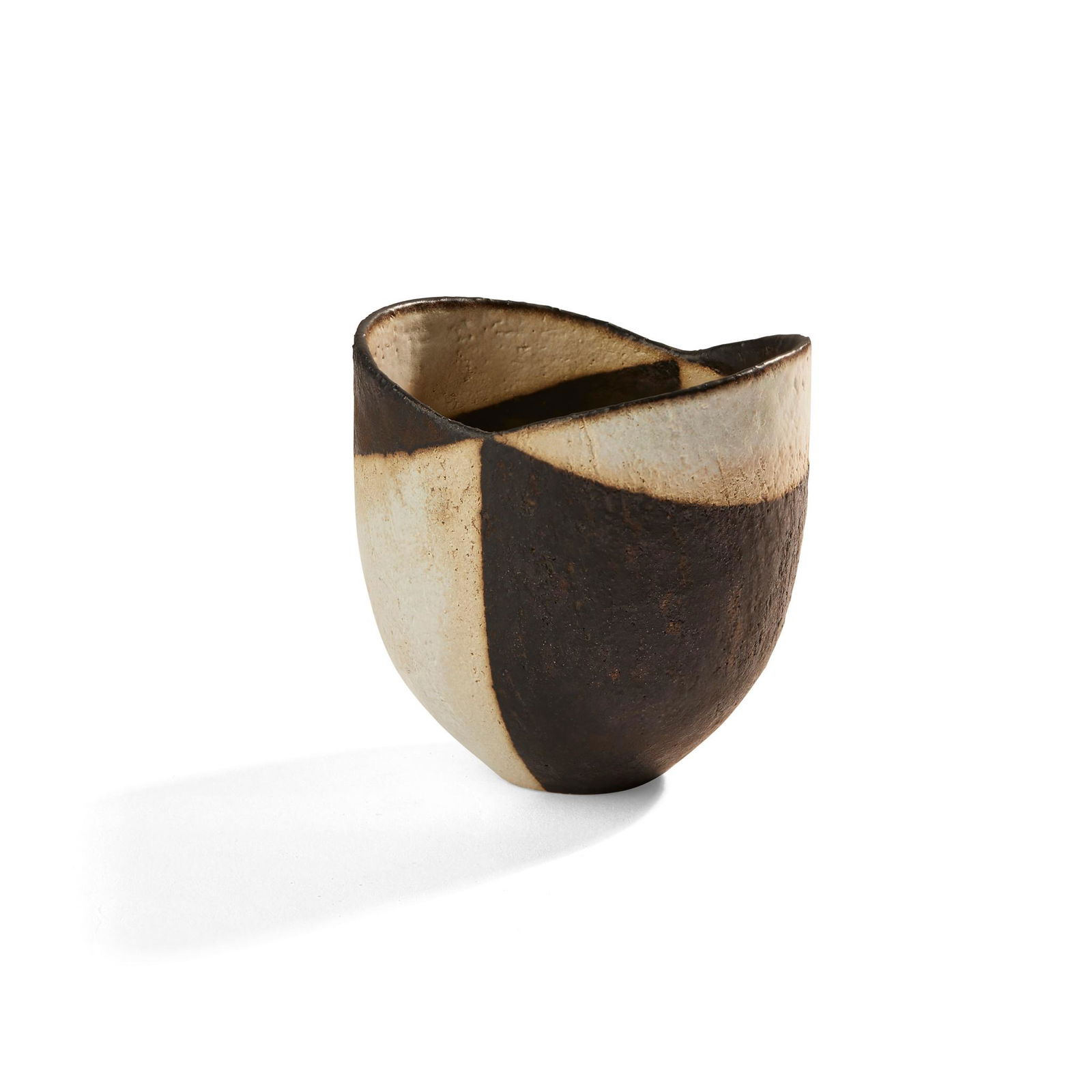 Â§ John Ward (British 1938-) Vase: Â§ John Ward (British 1938-) Vase impressed artist's seal, in black and white (7cm high, 7cm across (2.75in high, 2.75in across))