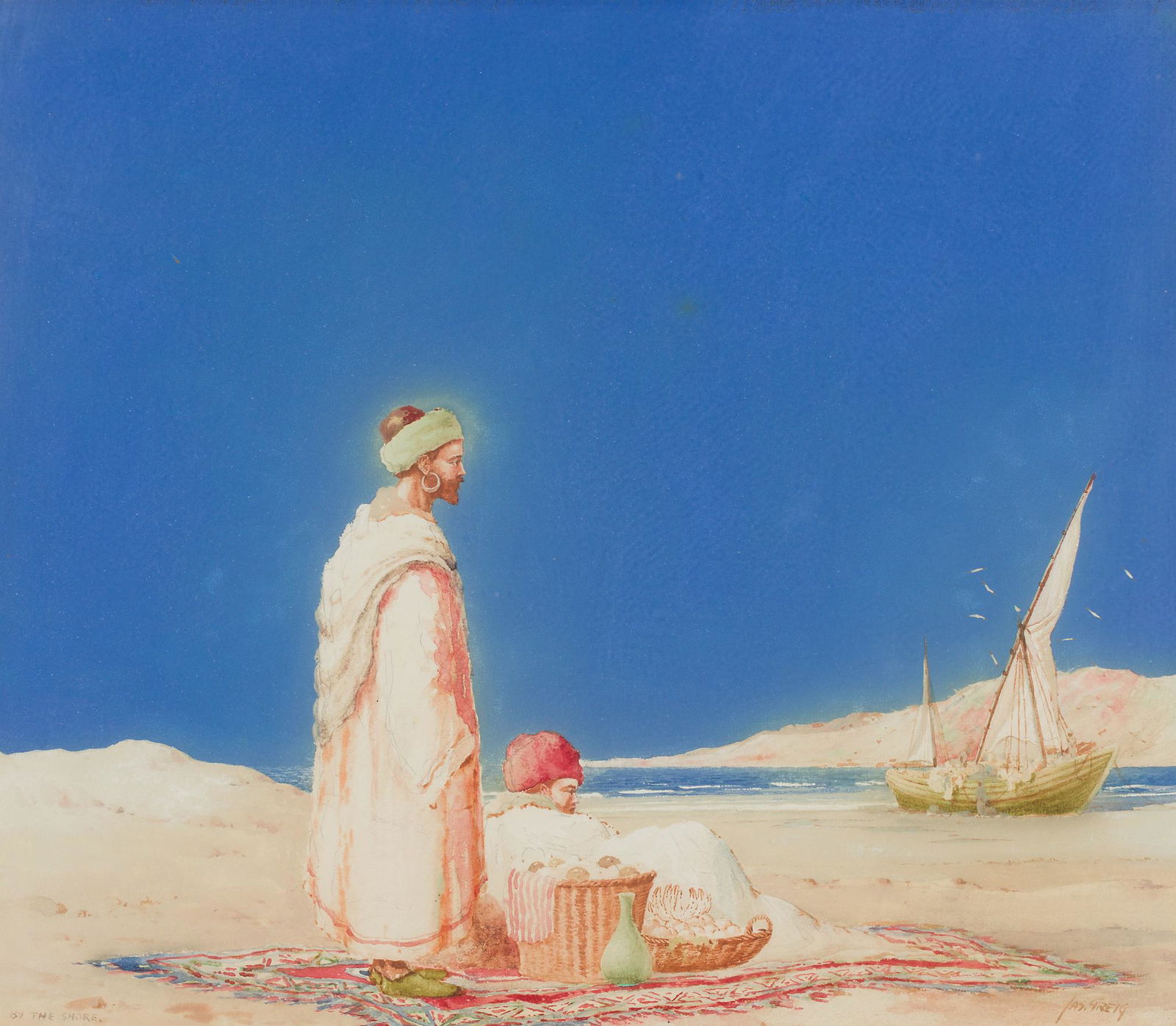 JAMES GREIG (BRITISH 1861-1941) BY THE SHORE (1 of 2)