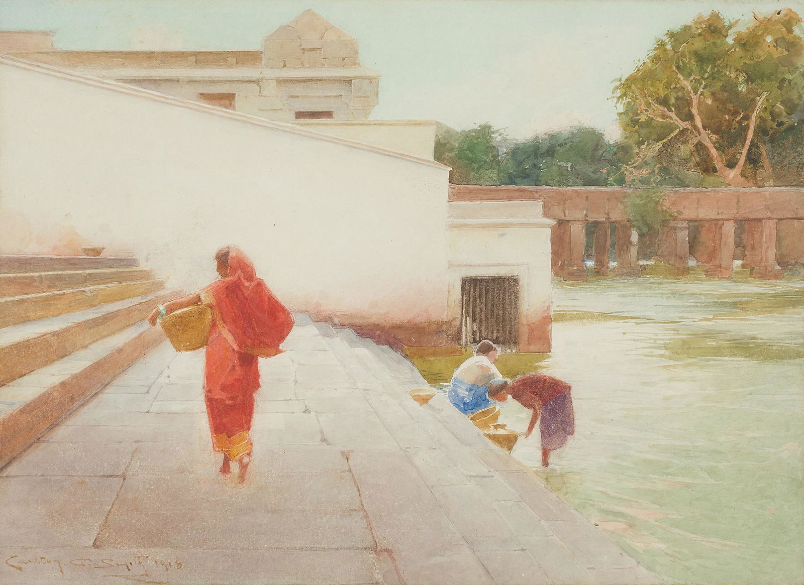 CARLTON ALFRED SMITH (BRITISH 1853-1946) AT THE WELL (1 of 6)