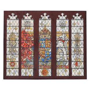 § JOHN LAWSON (1932-2009) FOR GODDARD & GIBBS STAINED: § JOHN LAWSON (1932-2009) FOR GODDARD & GIBBS STAINED GLASS DESIGN FOR THE HENRY VII CHAPEL, WESTMINSTER ABBEY, CIRCA 1992 watercolour on cartridge paper, laid down on board, the design proposing e