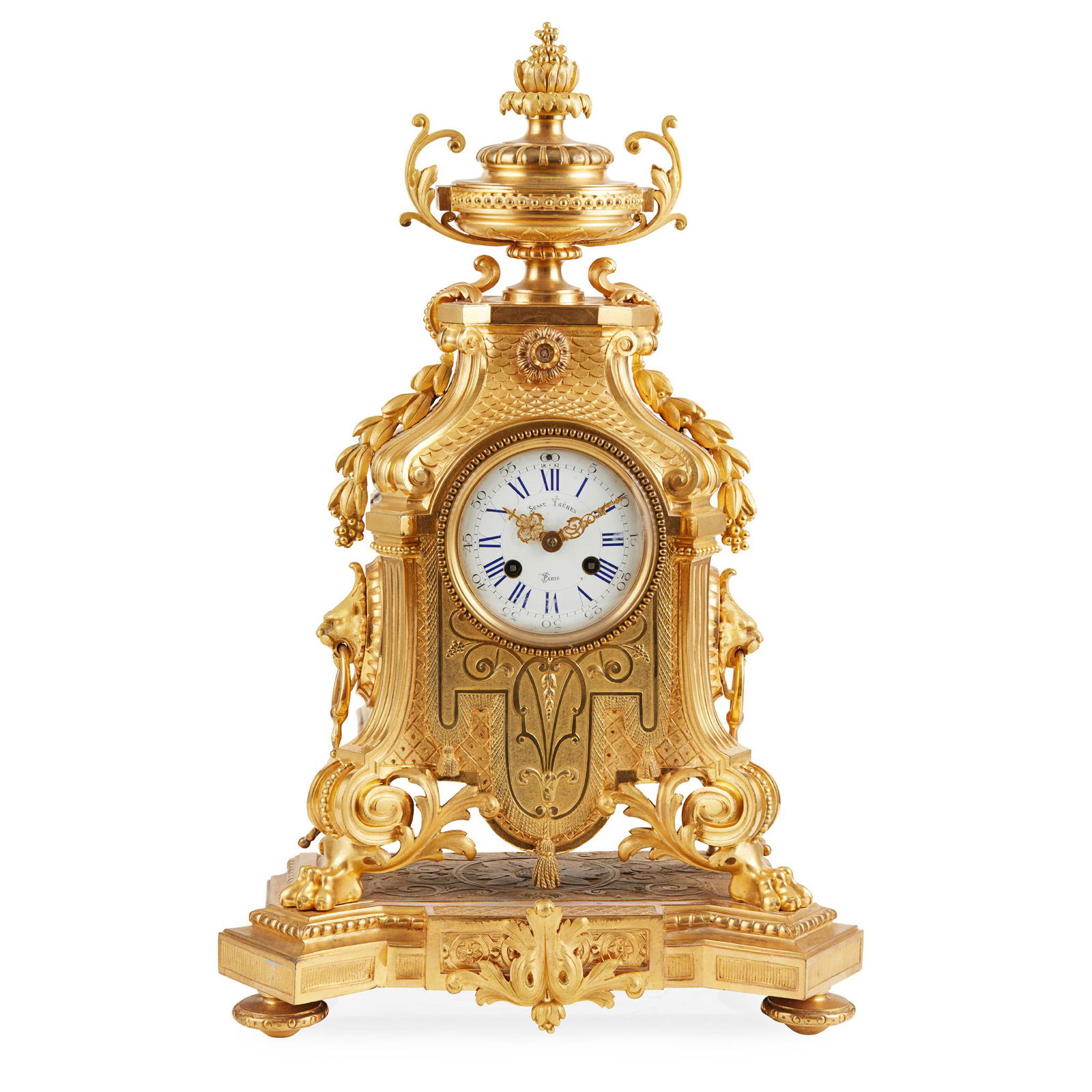 âœ LOUIS XIV STYLE GILT BRONZE MANTLE CLOCK, BY SUSSE (1 of 1)