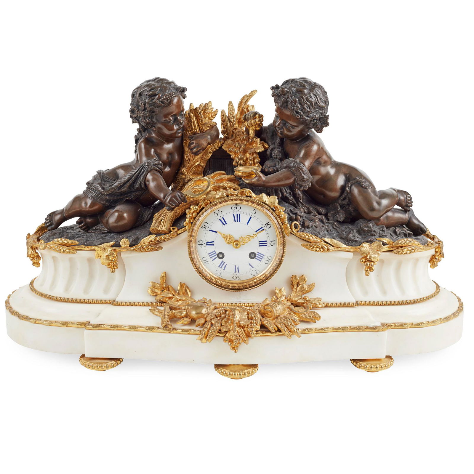 FRENCH GILT AND PATINATED BRONZE AND MARBLE MANTLE (1 of 2)