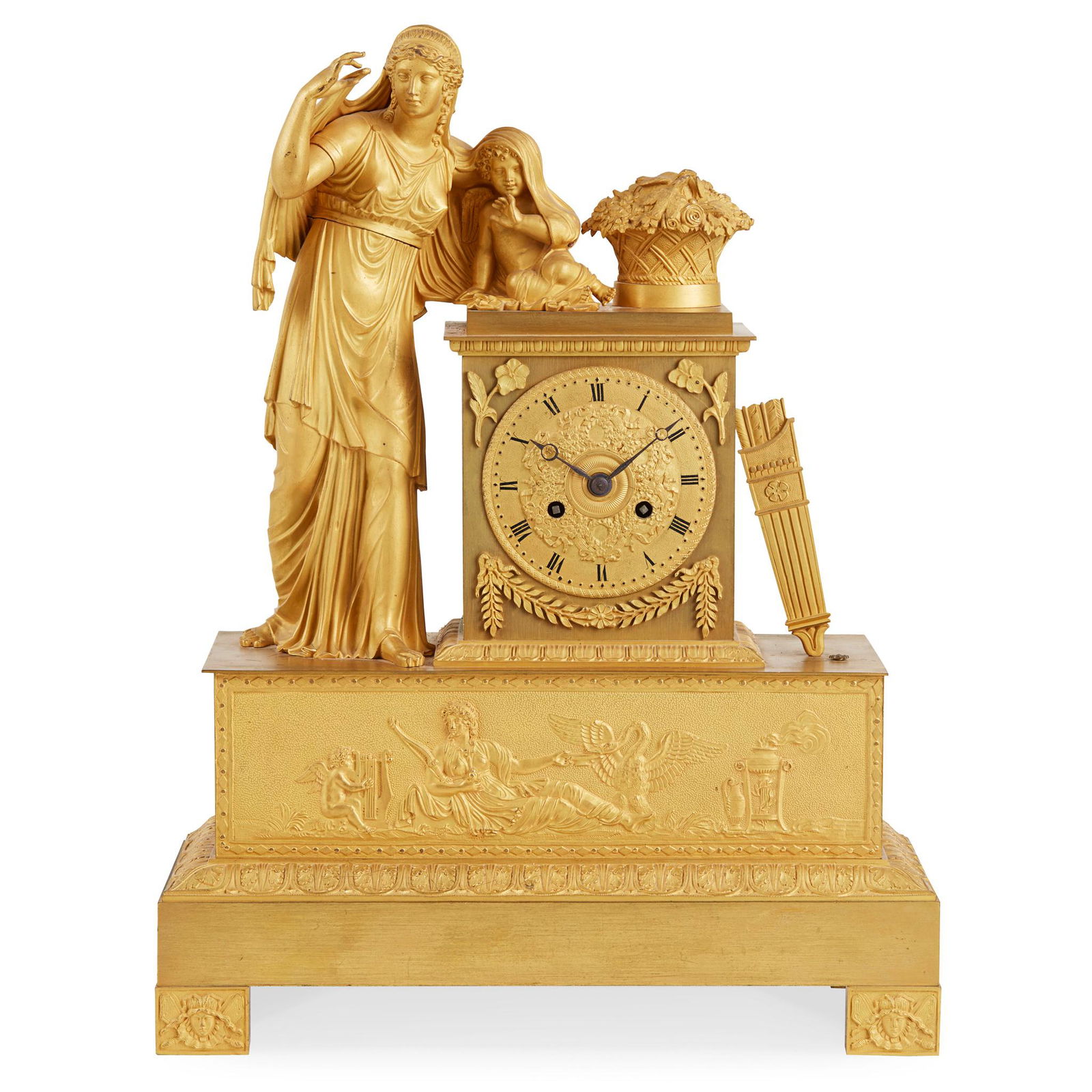 FRENCH EMPIRE GILT METAL MANTEL CLOCK EARLY 19TH (1 of 1)