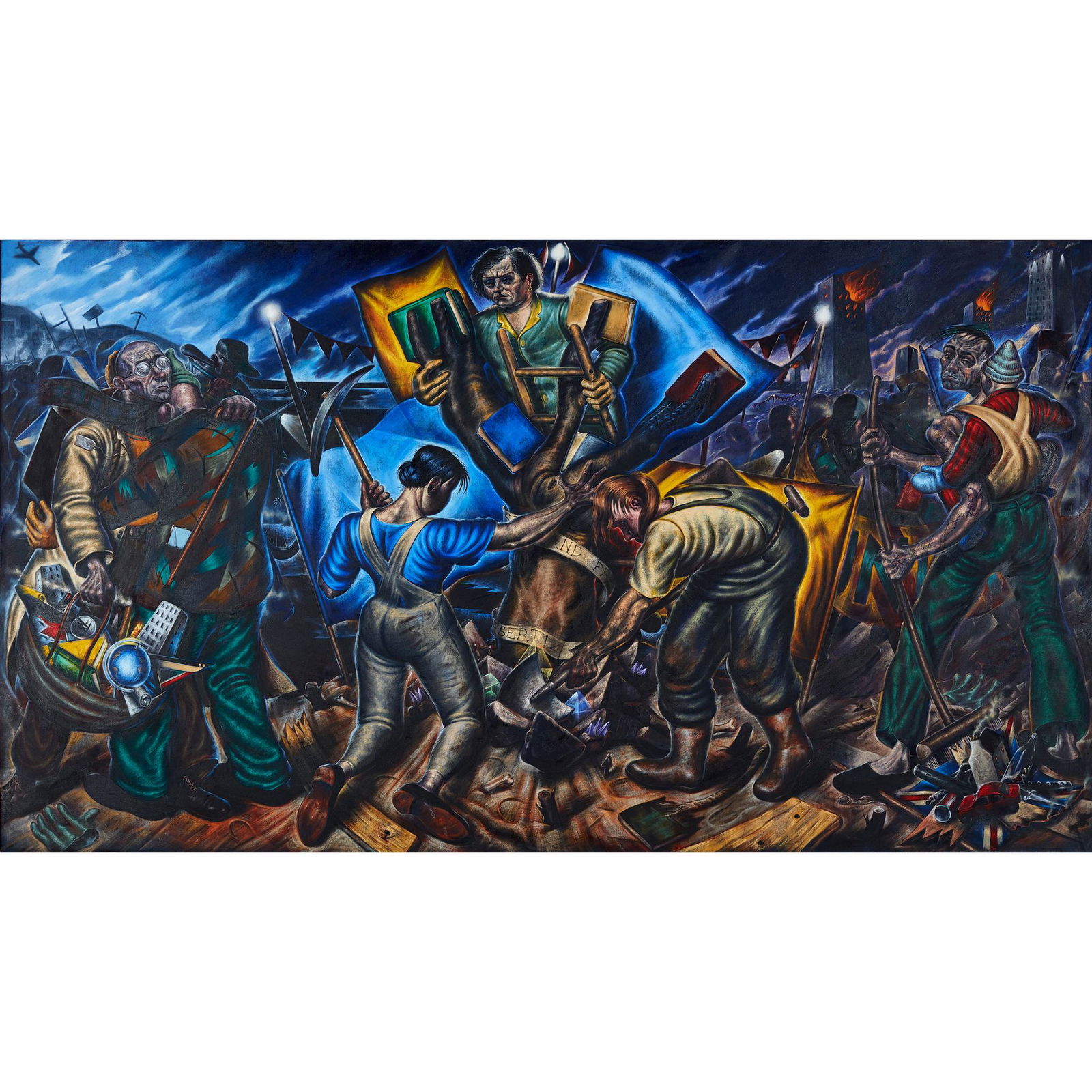 § ◆ KEN CURRIE (SCOTTISH B.1960) A TREE OF: Signed, dated and inscribed verso, oil on canvas (Dimensions: 212cm x 381cm (83.5in x 150in), unframed)(212cm x 381cm (83.5in x 150in), unframed)Footnote: Note: The artist has noted verso that this wo