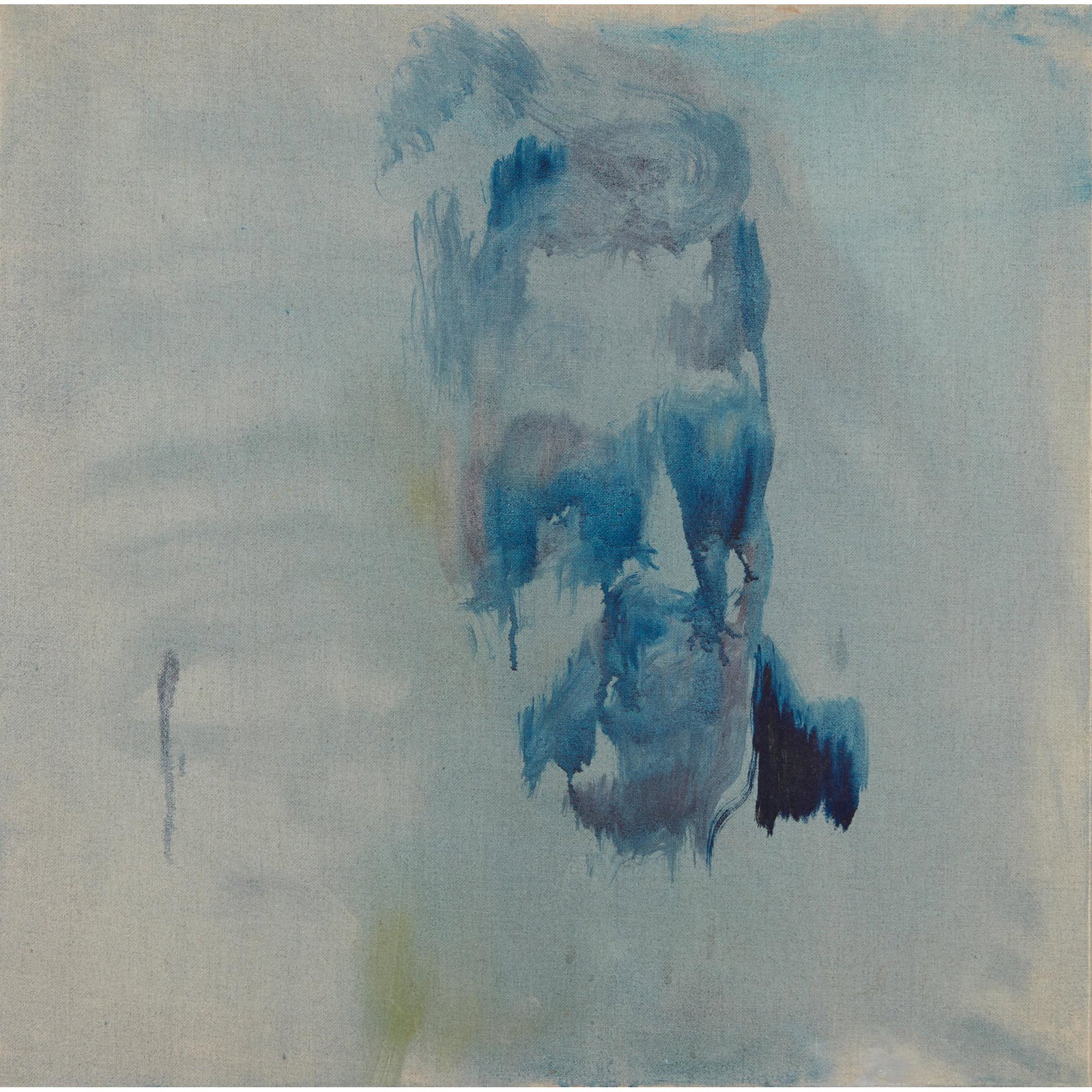 § WILLIAM FOYLE (BRITISH b.1993-) PORTRAIT (BLUES): Signed and dated '10 verso, oil on canvas (Dimensions: 60cm x 60cm (23.5in x 23.5in)) (60cm x 60cm (23.5in x 23.5in))