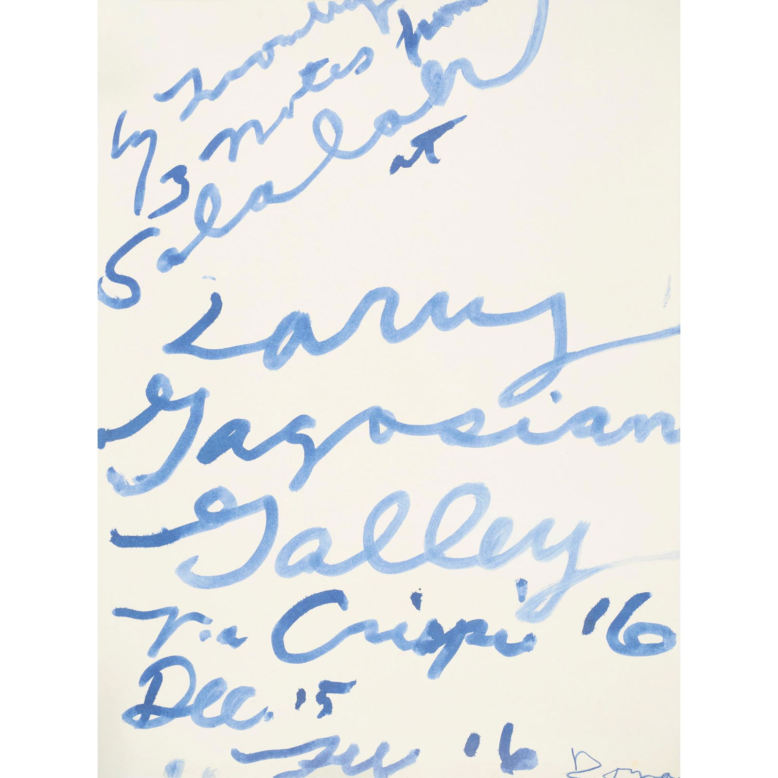 CY TWOMBLY (AMERICAN 1928-2011) NOTES FROM SALALAH - (1 of 1)