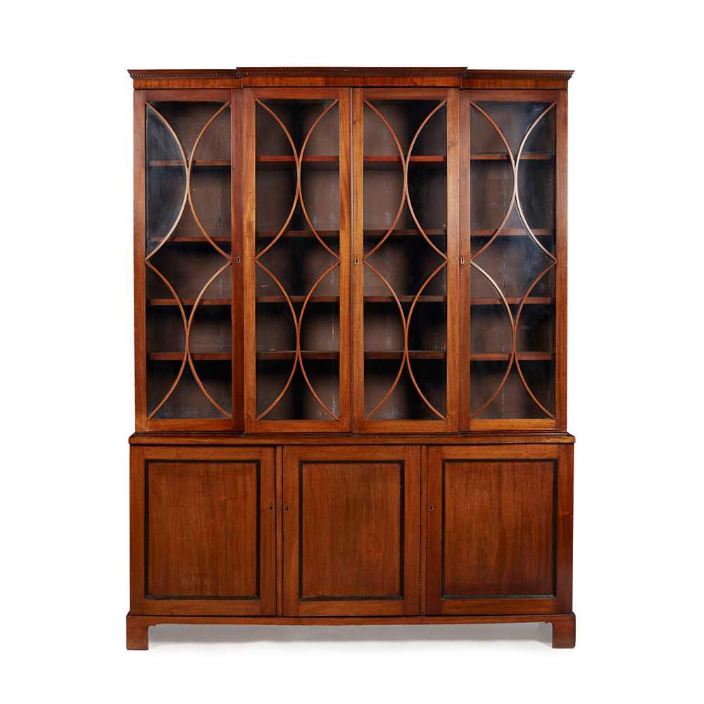 REGENCY MAHOGANY AND EBONISED BREAKFRONT BOOKCASE EARLY (1 of 2)